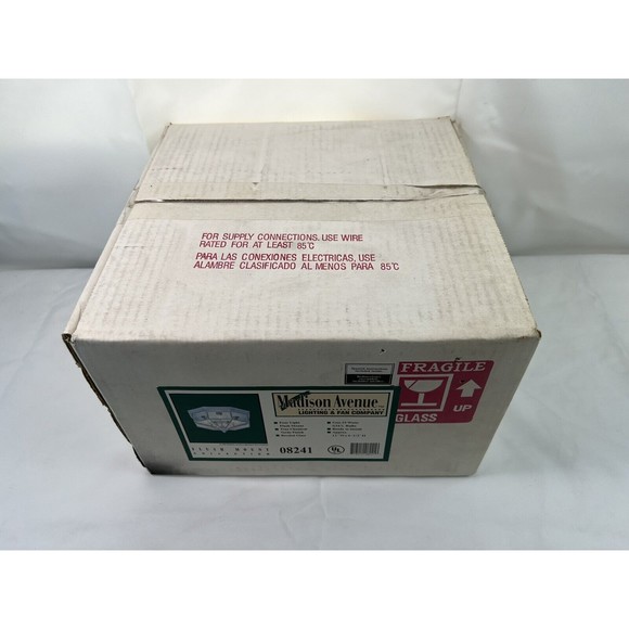 Vtg Madison Ave 4 Light Verde Ceil Flush Mnt 08241 Silver Tone Beveled Glass NOS - Picture 2 of 5